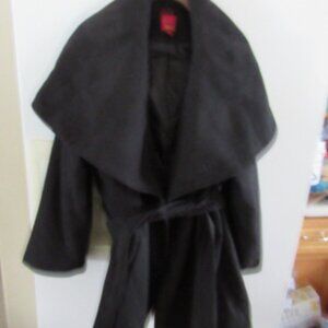 G.i.l. i modern Wrap Tie Waist Wool Blend Jacket Shawl Collar coat black xl nwot
